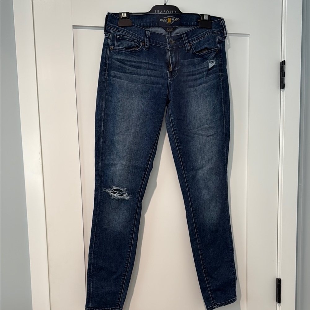 Lucky Brand Blue Skinny Jeans with Distressed Details